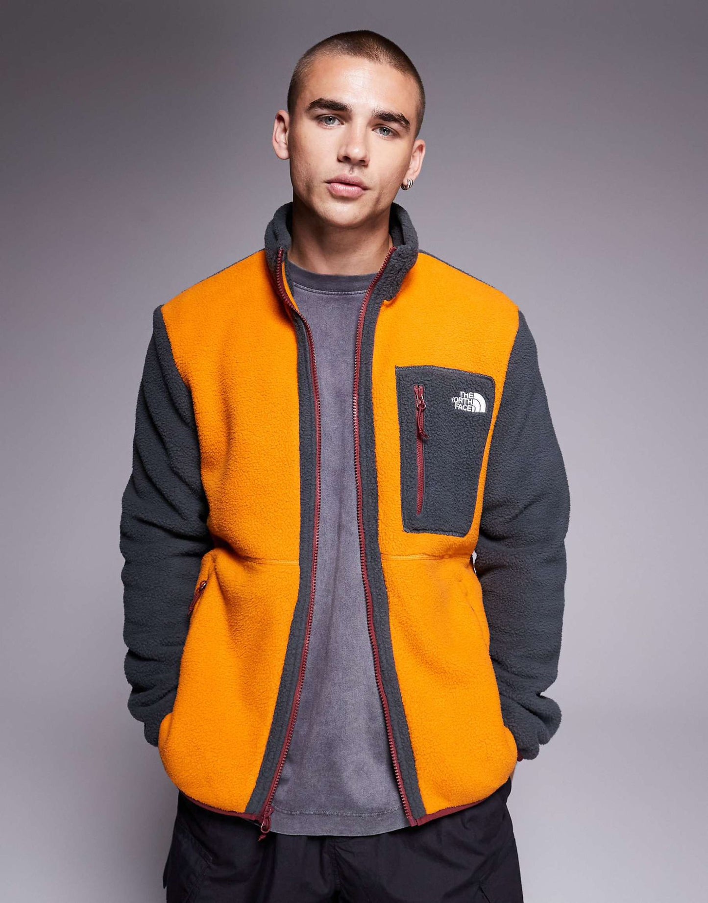 The North Face Yumiori full zip colourblock fleece in orange