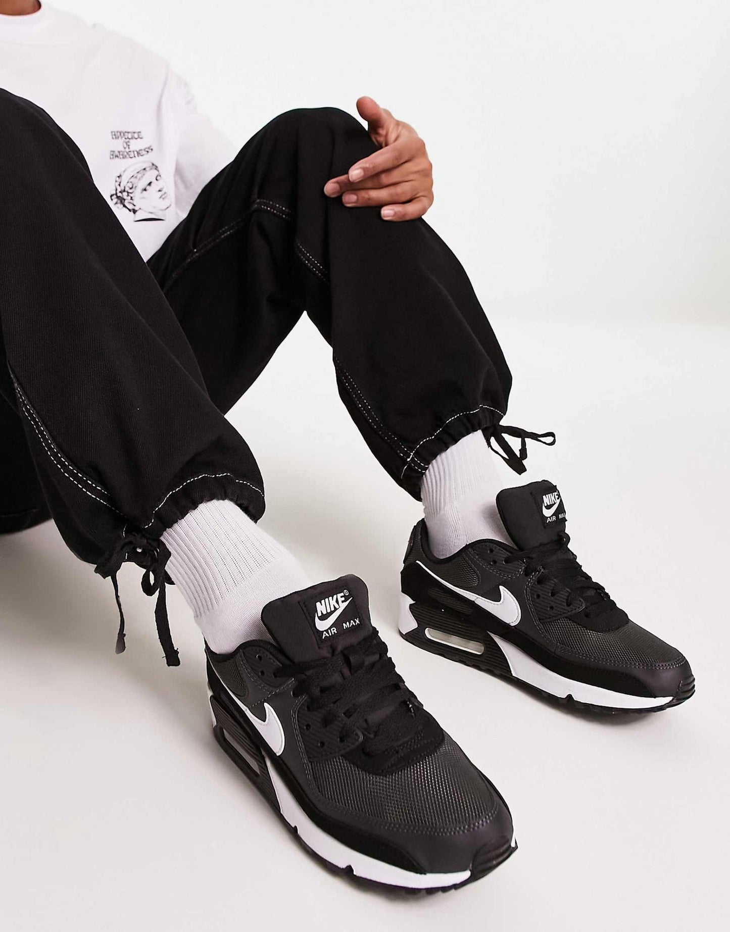 Nike Air Max 90 Recraft trainers in black and white