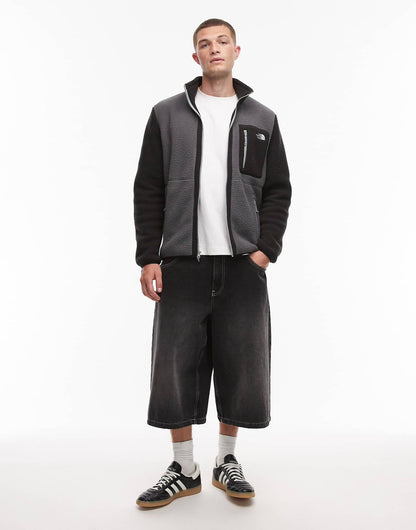 The North Face Yumiori full zip colourblock fleece in grey