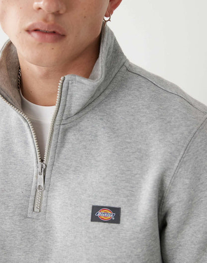 Dickies oakport small logo quarter zip jumper in grey marl
