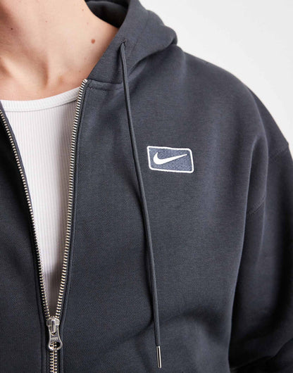 Nike bubble back print zip up hoodie in grey